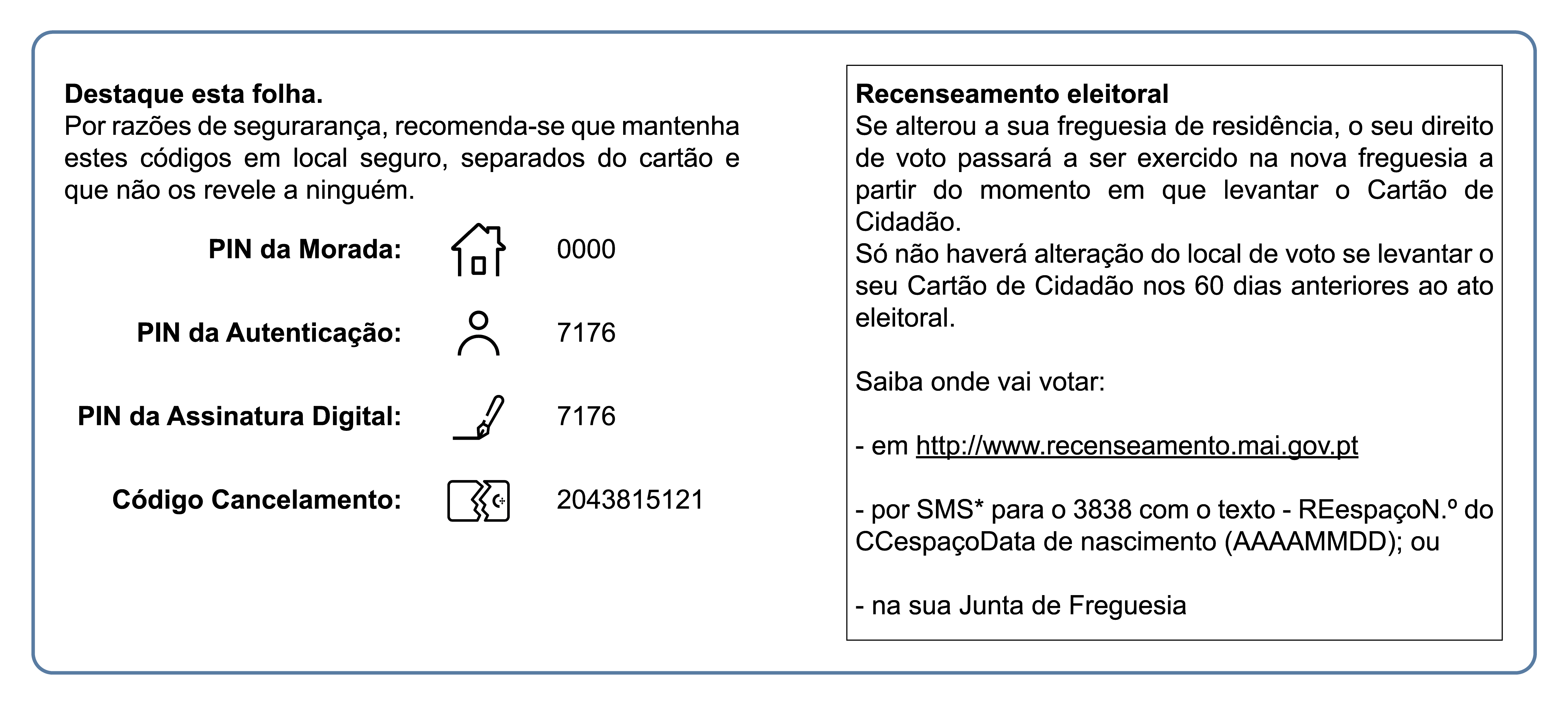 Carta PIN_autenticação